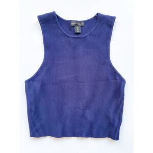 House of Harlow 1960 Navy Blue Ribbed Sweater Tank Size Large